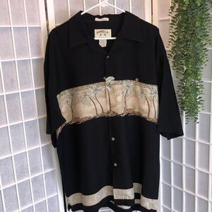 Bamboo Cay Men’s 100% Viscose Rayon Black Hawaiian Shirt in XL